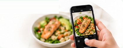Photographing a salmon bowl with a phone